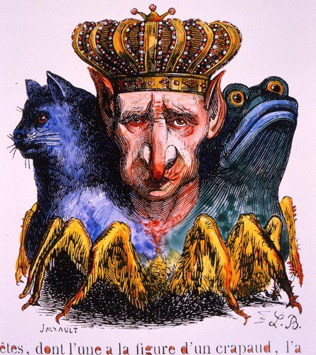 Изображение демона Ваала из «Инфернального словаря» Коллена де Планси Цветная иллюстрация в переиздании